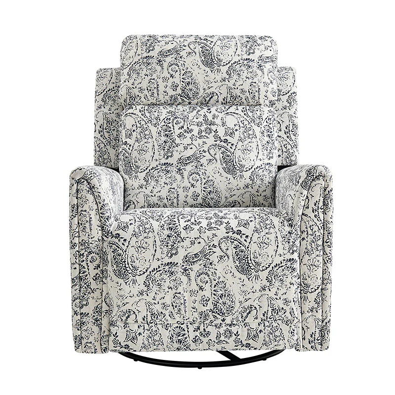 Alois Large Floral Swivel And Rocker Power Recliner With Adjustable Headrest