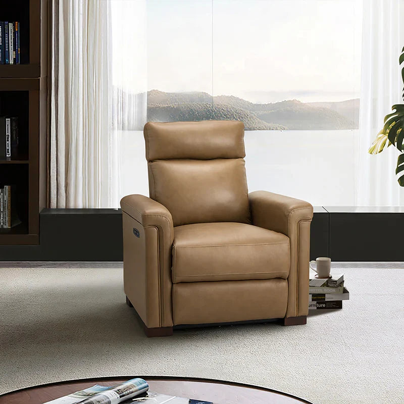 Lea 36.02" Wide Genuine Leather Power Recliner