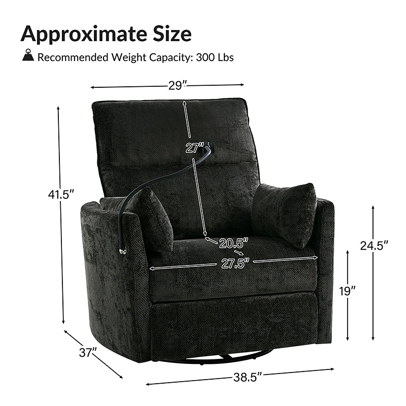 Arthur 38" Power Rocking Swivel Nursery Recliner with USB
