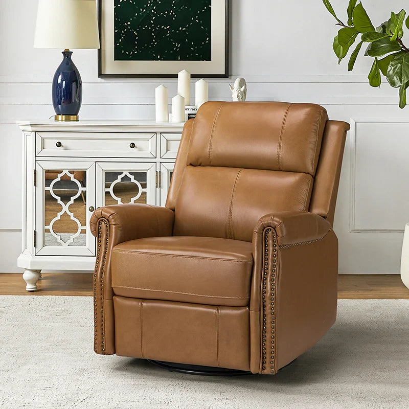 Kaietan Genuine Leather Power Rocking Recliner