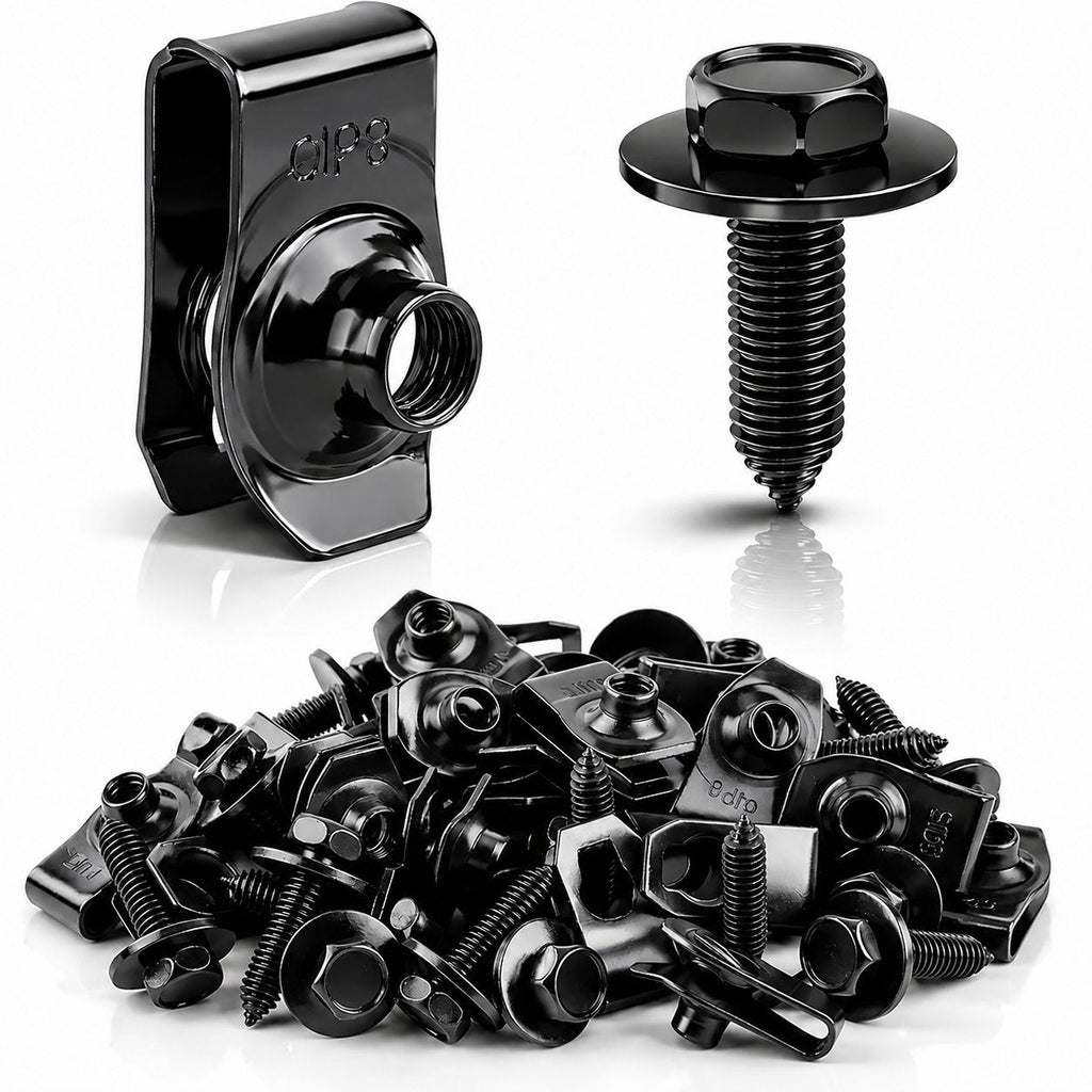 ⚙️ 40PCS 1/4'' Body Bolts & U-Nut Clips Kit, Universal Automotive Fender Bumper Splash Shield Fastener Retainer Set