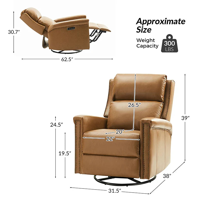 Anton Traditional Design Swivel and Rocker Power Recliner