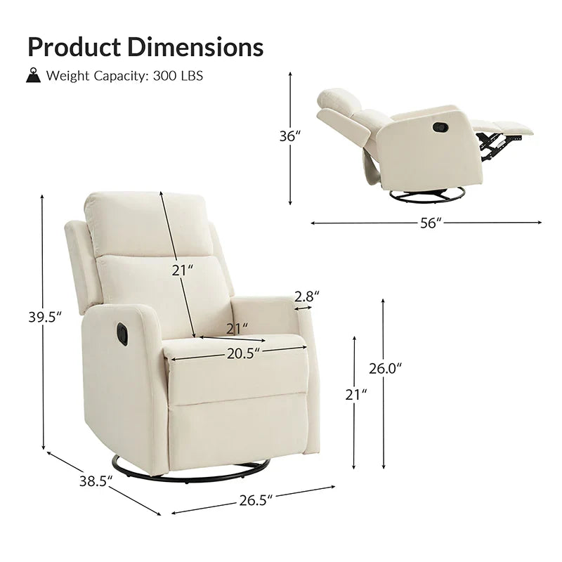 Nicasio Swivel Rocker Recliner with Anti-water Fabric