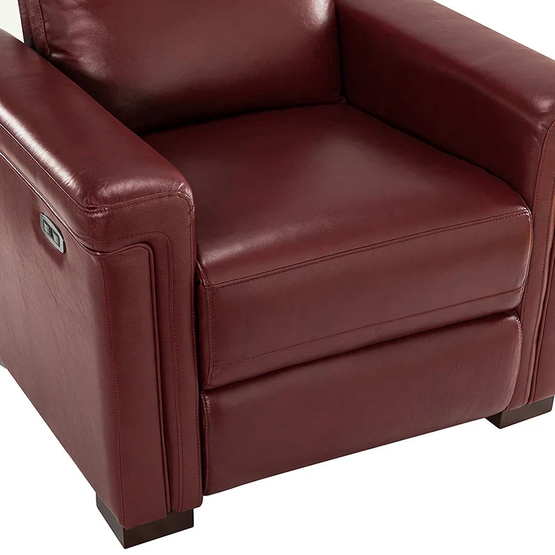 Lea 36.02" Wide Genuine Leather Power Recliner