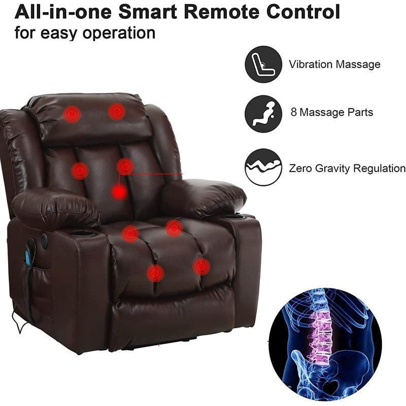 💥Clearance Sale🔥 MCombo Large Lay Flat Dual Motor Power Lift Recliner Chair Sofa with Massage and Heat, USB Ports, Cup Holders, Extended Footrest！