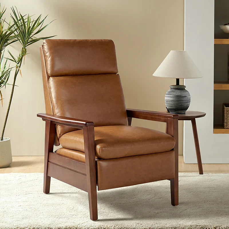 Rainer Timeless Elegance Faux Leather Solid Wood Recliner
