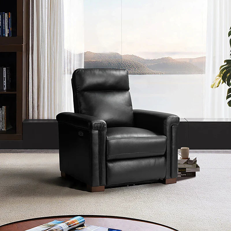 Lea 36.02" Wide Genuine Leather Power Recliner