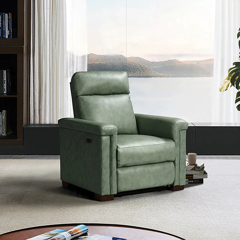 Lea 36.02" Wide Genuine Leather Power Recliner