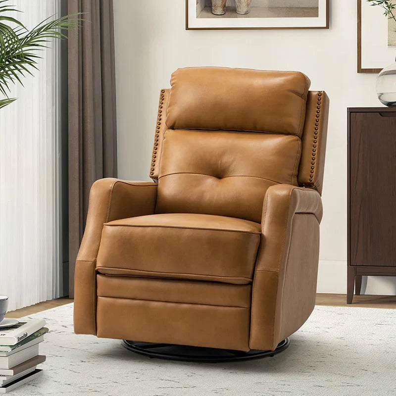 Benito 28.74" Wide Genuine Leather Swivel Rocker Recliner