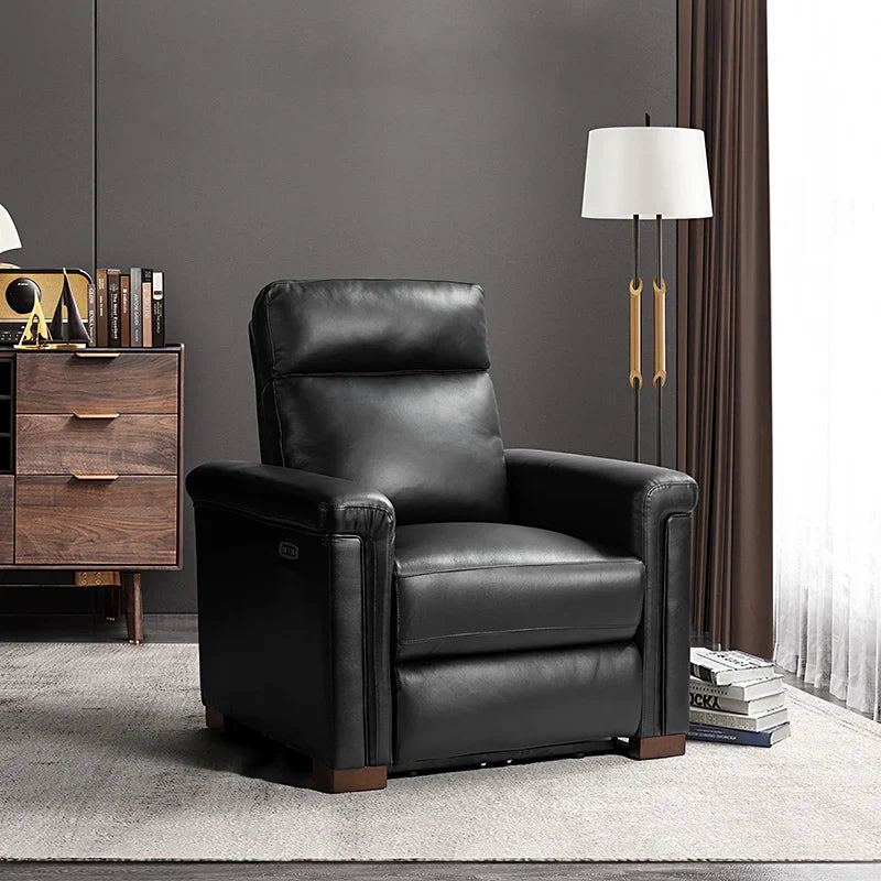 Lea 36.02" Wide Genuine Leather Power Recliner