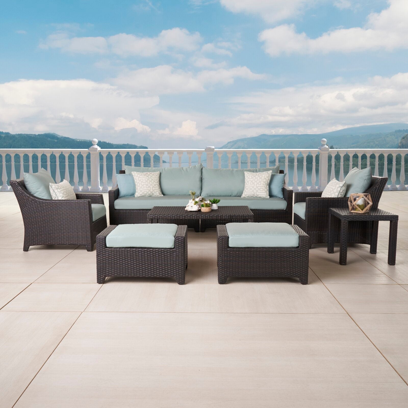 Northridge Wicker/Rattan 7 - Person Seating Group with Cushions