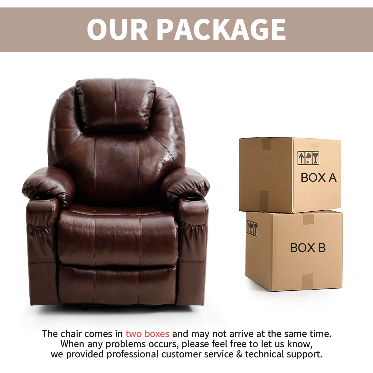 3-Position Power Lift Chair with Heal and Massage Real Leather