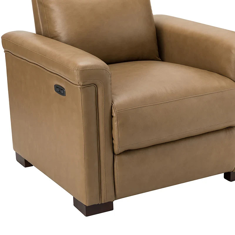 Lea 36.02" Wide Genuine Leather Power Recliner