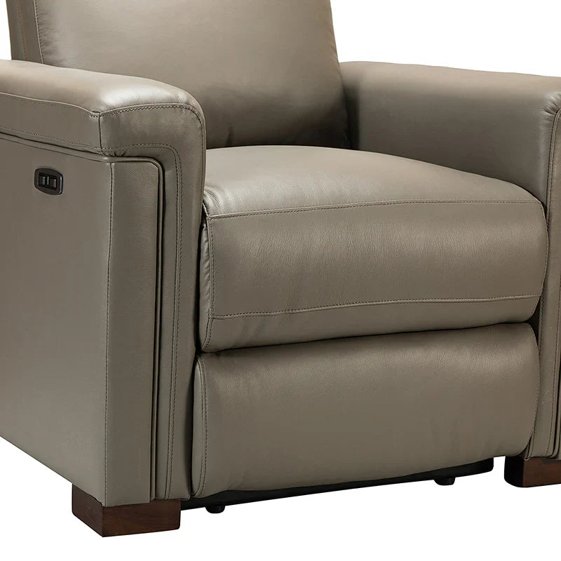 Lea 36.02" Wide Genuine Leather Power Recliner