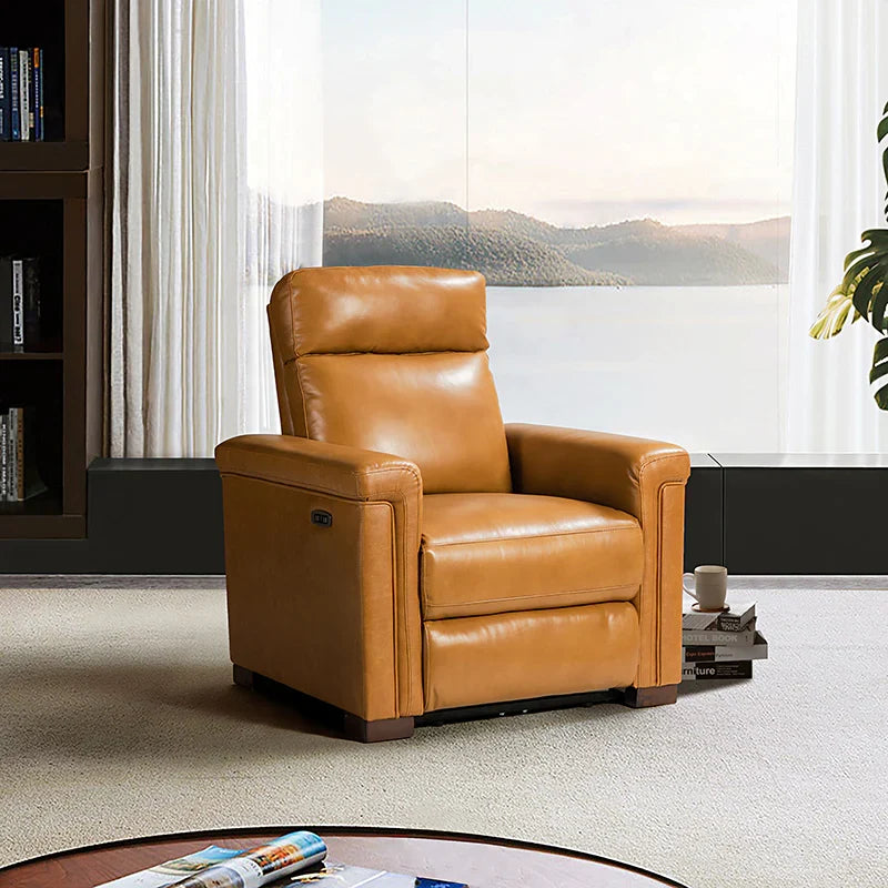 Lea 36.02" Wide Genuine Leather Power Recliner