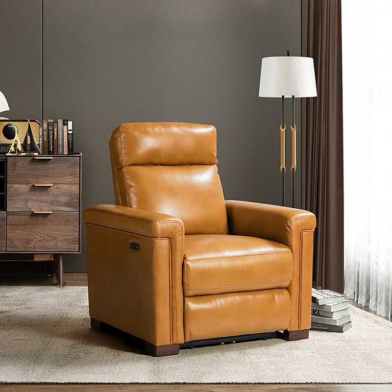 Lea 36.02" Wide Genuine Leather Power Recliner