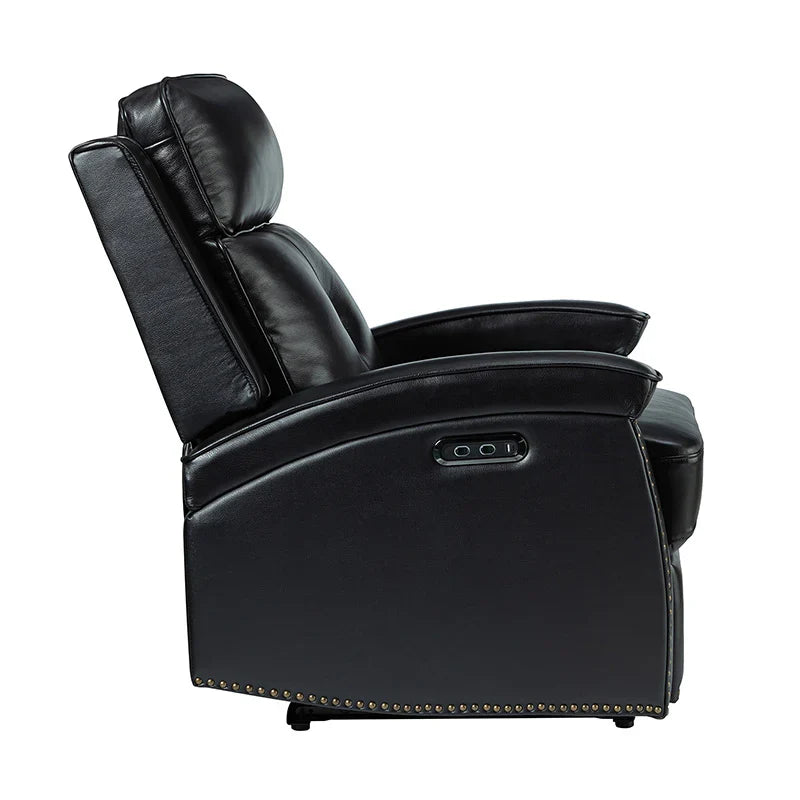 Stefan Genuine Leather Power Recliner with Nailhead Trim