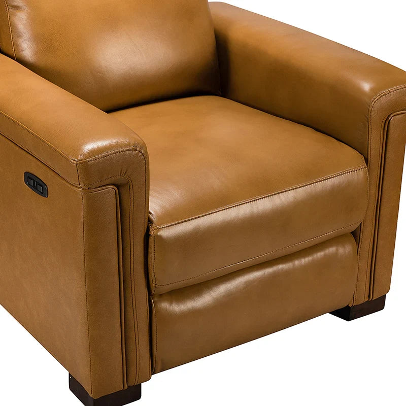 Lea 36.02" Wide Genuine Leather Power Recliner
