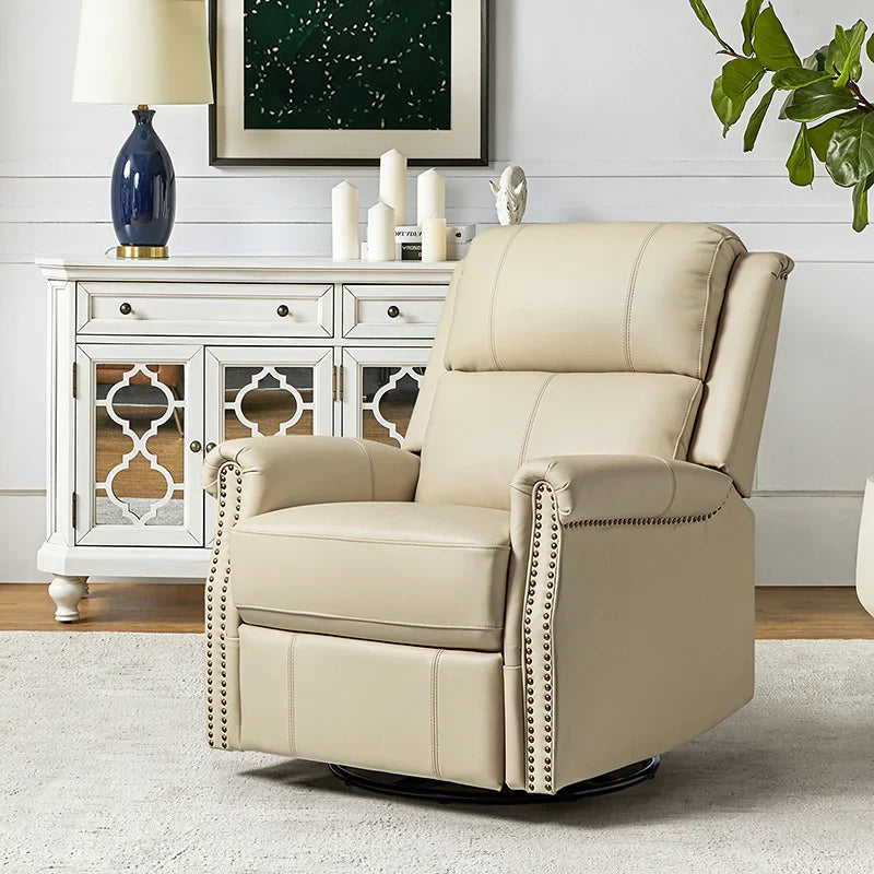 Kaietan Genuine Leather Power Rocking Recliner