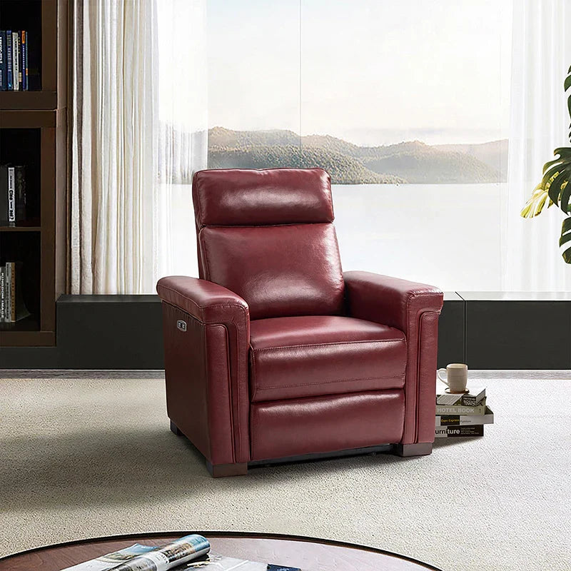 Lea 36.02" Wide Genuine Leather Power Recliner