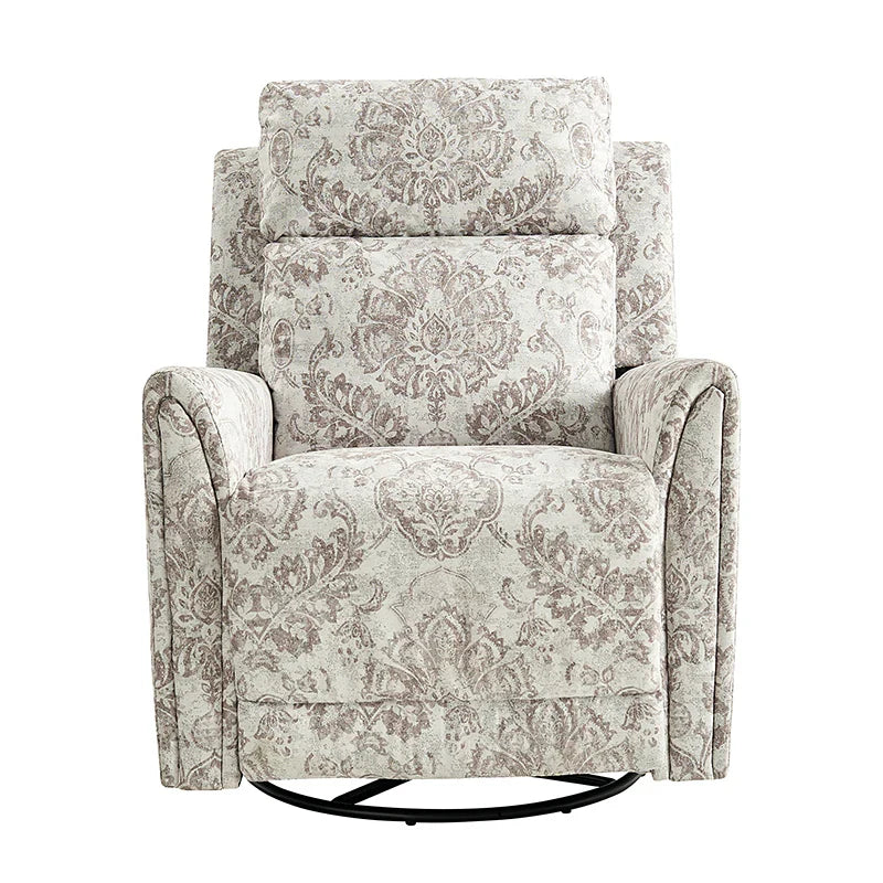 Alois Large Floral Swivel And Rocker Power Recliner With Adjustable Headrest
