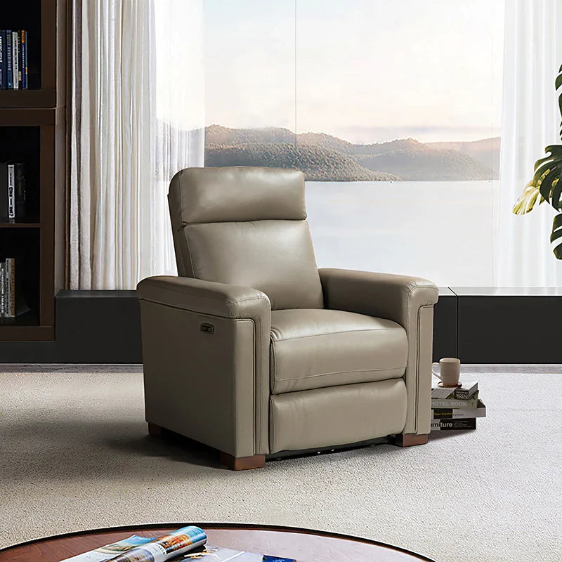 Lea 36.02" Wide Genuine Leather Power Recliner