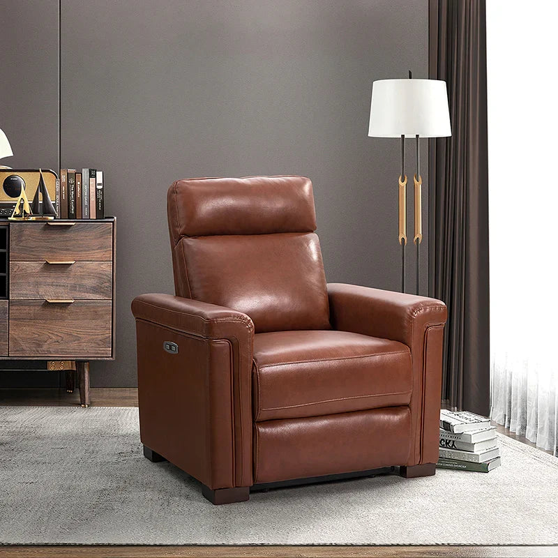 Lea 36.02" Wide Genuine Leather Power Recliner