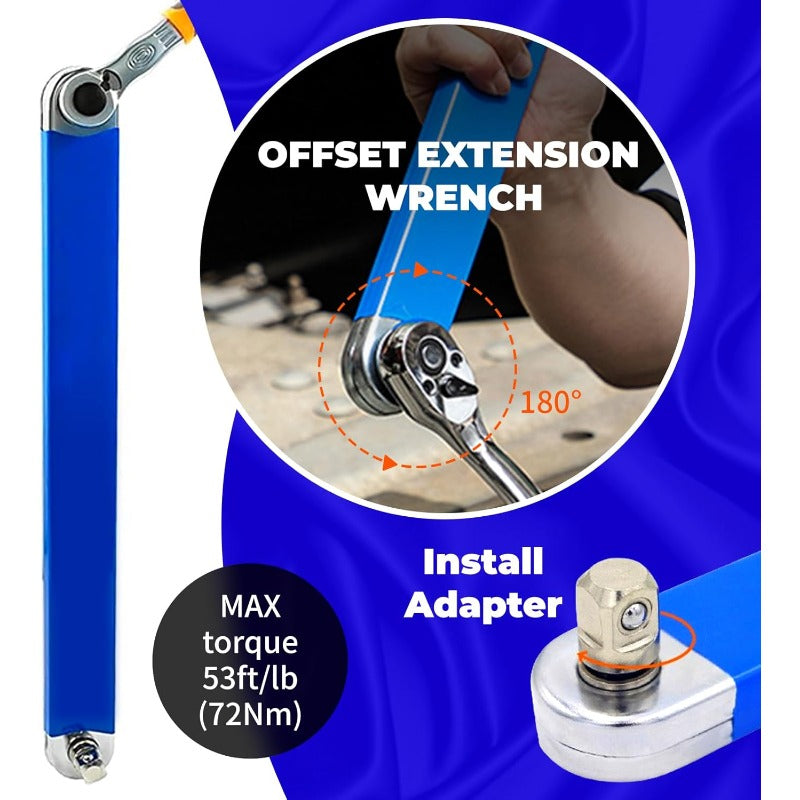 Offset Extension Wrench with Square Drive Adapters