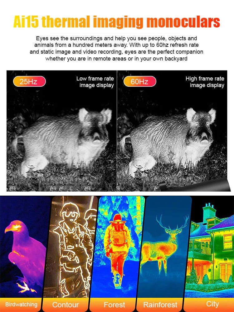 🌙 AI15 Thermal Imaging Monocular – 1920x1080 Resolution, 8000m Range, 10-Hour Battery