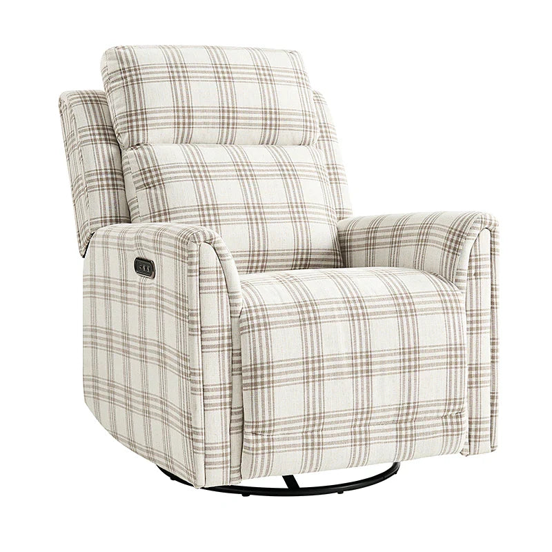 Alois Large Floral Swivel And Rocker Power Recliner With Adjustable Headrest