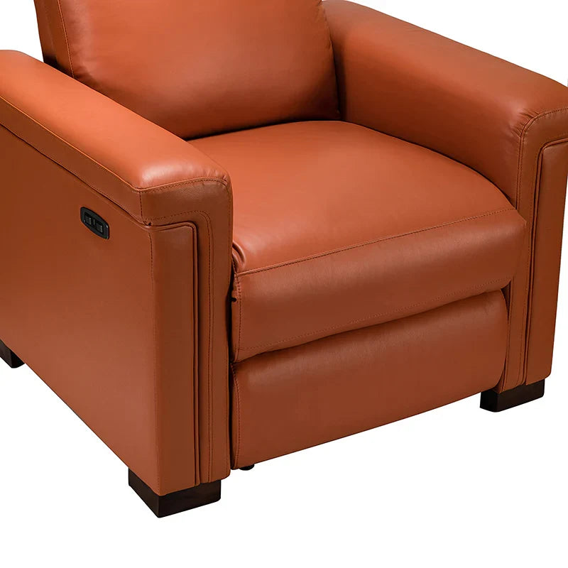 Lea 36.02" Wide Genuine Leather Power Recliner