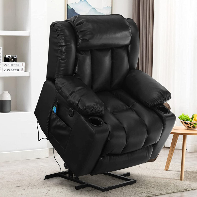 💥Clearance Sale🔥 MCombo Large Lay Flat Dual Motor Power Lift Recliner Chair Sofa with Massage and Heat, USB Ports, Cup Holders, Extended Footrest！