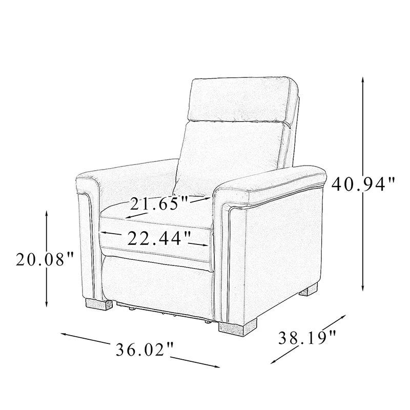 Lea 36.02" Wide Genuine Leather Power Recliner