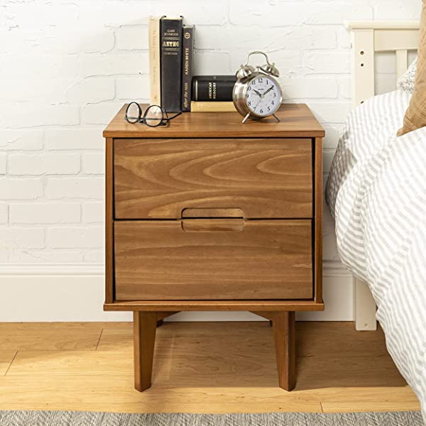 Walker Edison Mid Century Modern Grooved Handle Wood Dresser Bedroom Storage Drawer Organizer Closet Hallway, 6 Drawer, Caramel Caramel 1 pack 6 Drawer