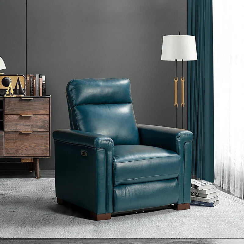 Lea 36.02" Wide Genuine Leather Power Recliner
