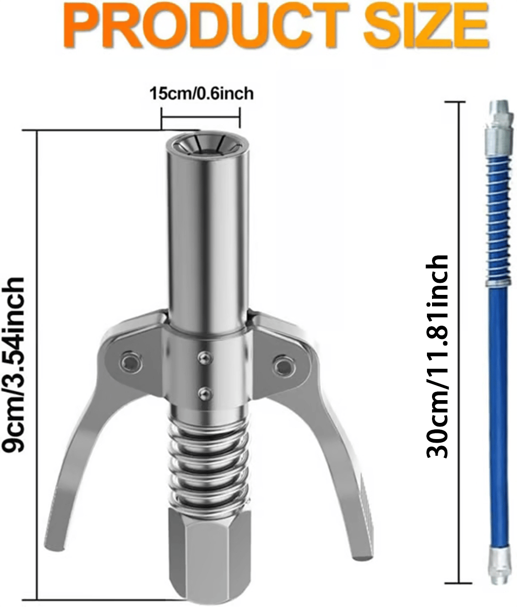 12000PSI 6-Jaw Stainless Steel Leak-Proof Universal Grease Gun Coupler