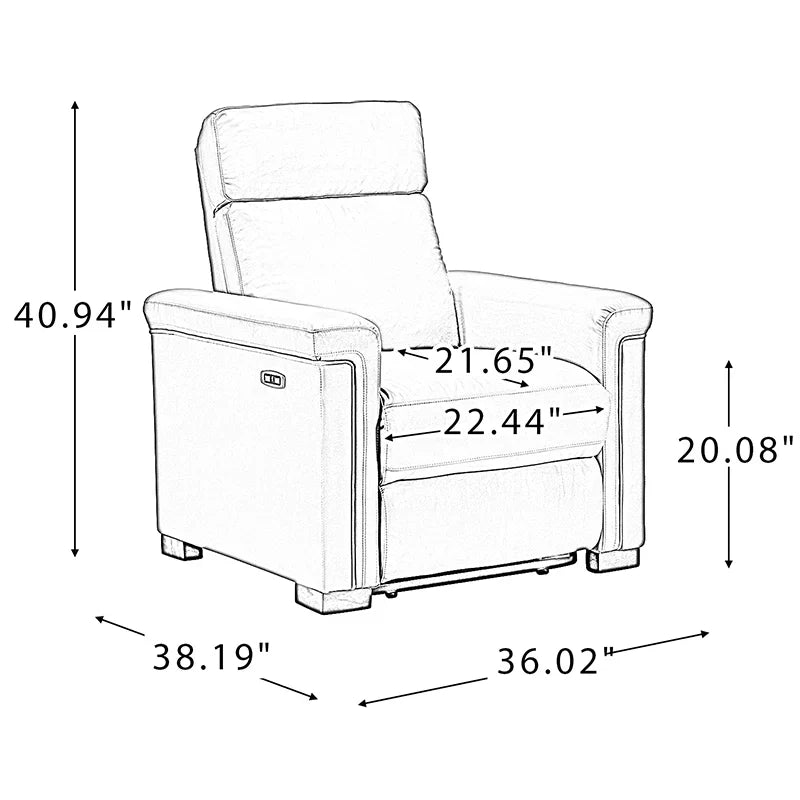 Lea 36.02" Wide Genuine Leather Power Recliner