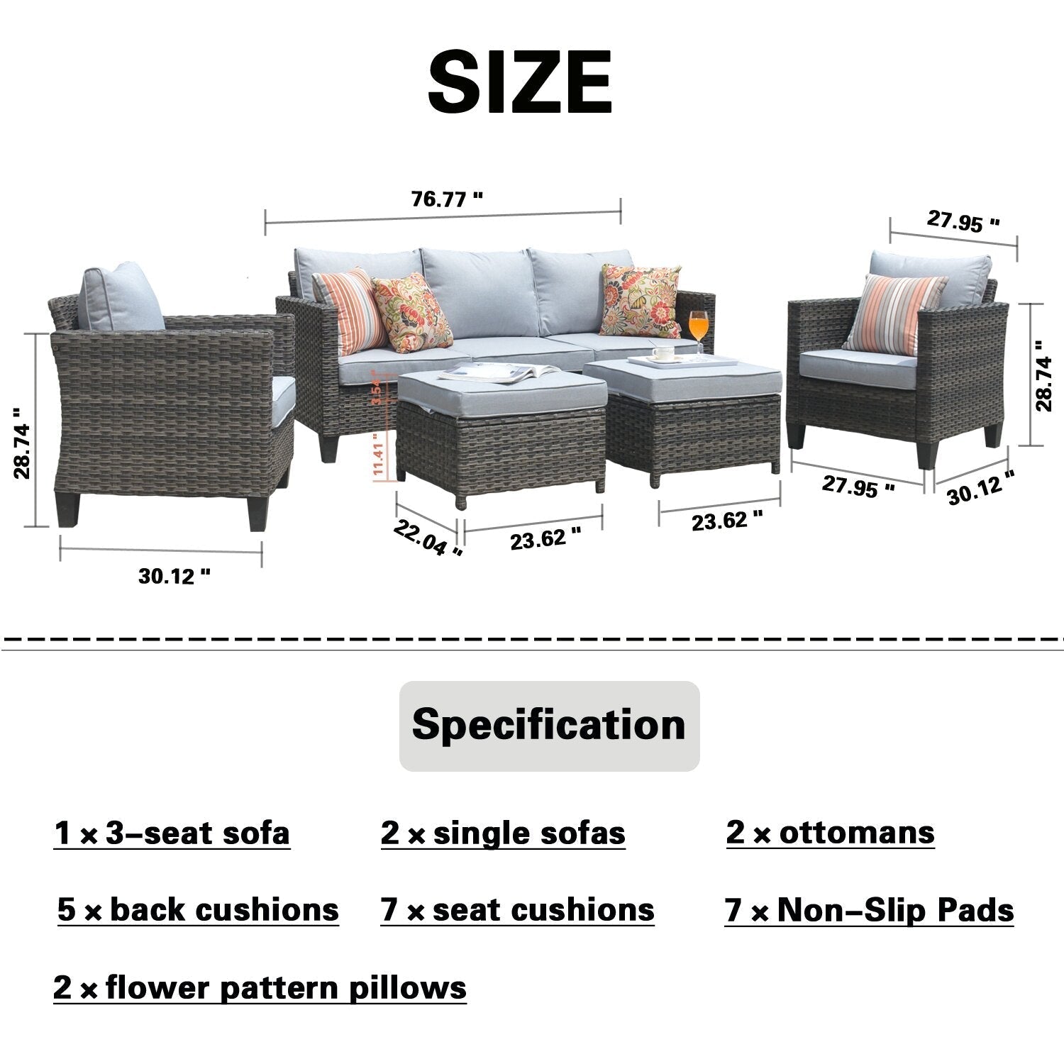 Burhans 5 - Person Seating Group with Cushions?(Set of 5)