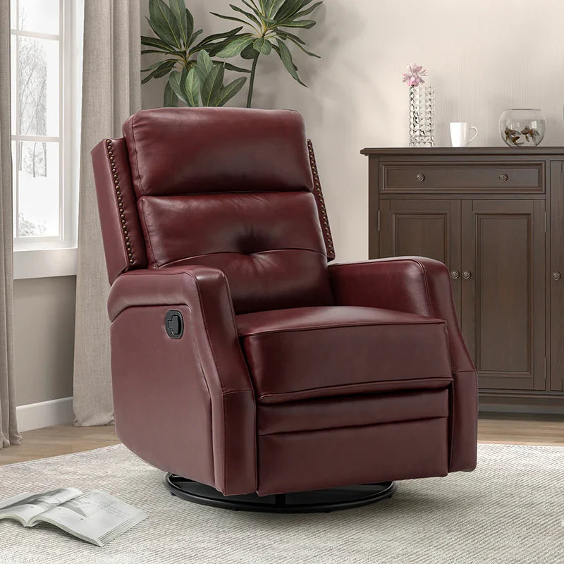 Benito 28.74" Wide Genuine Leather Swivel Rocker Recliner