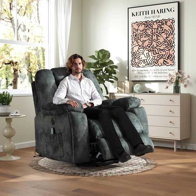 41'' Oversized Power Lift Chair - Heated Massage Electric Recliner with Super Soft Padding