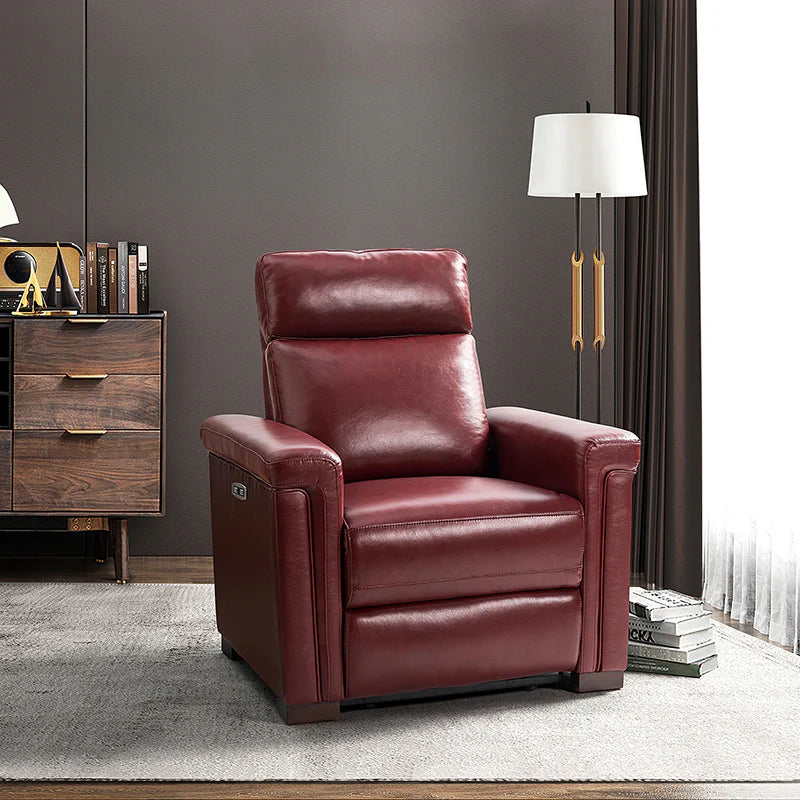 Lea 36.02" Wide Genuine Leather Power Recliner