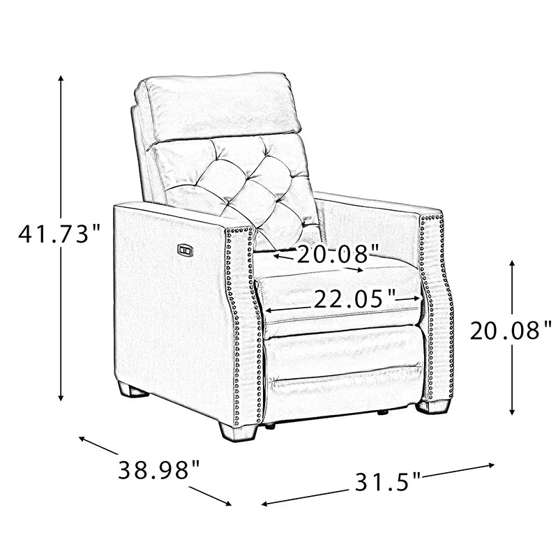 Carlota 31.5" Wide Genuine Leather Power Recliner