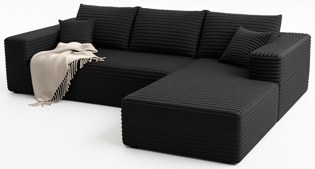 107.5" Cloud Modular Sectional Couch with 1 Ottoman,Modern Minimalist Upholstered Couches, Comfort U Shaped Sofa for Living Room,Deep Seat Corner Couch，No Assembly Required (Grey,Left Facing Chaise)