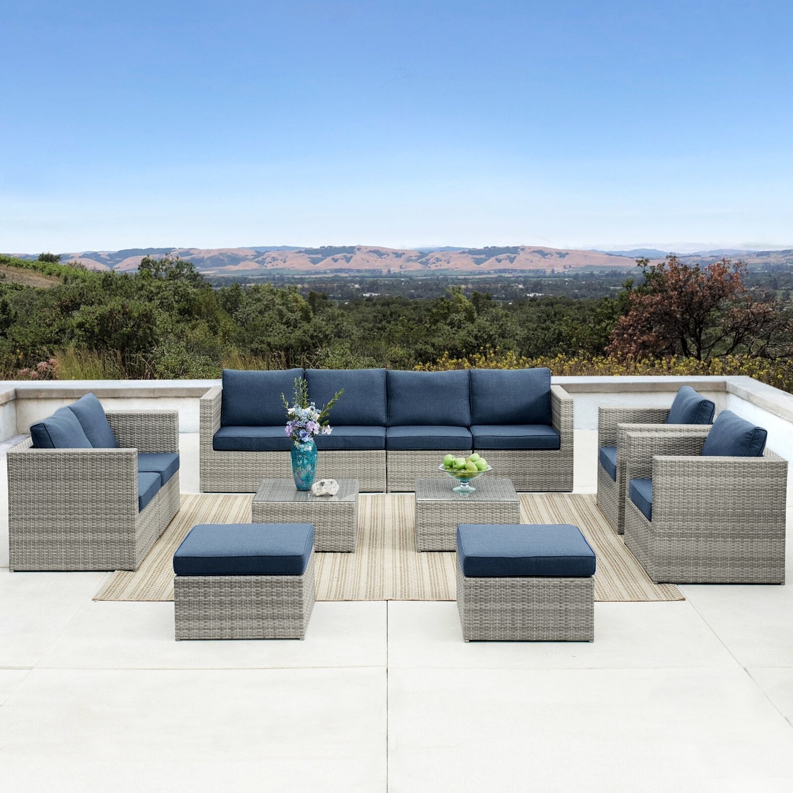 Kylo Wicker/Rattan 10 - Person Seating Group with Cushions