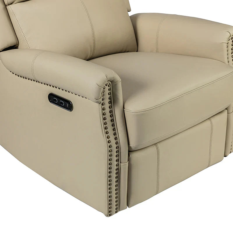 Kaietan Genuine Leather Power Rocking Recliner