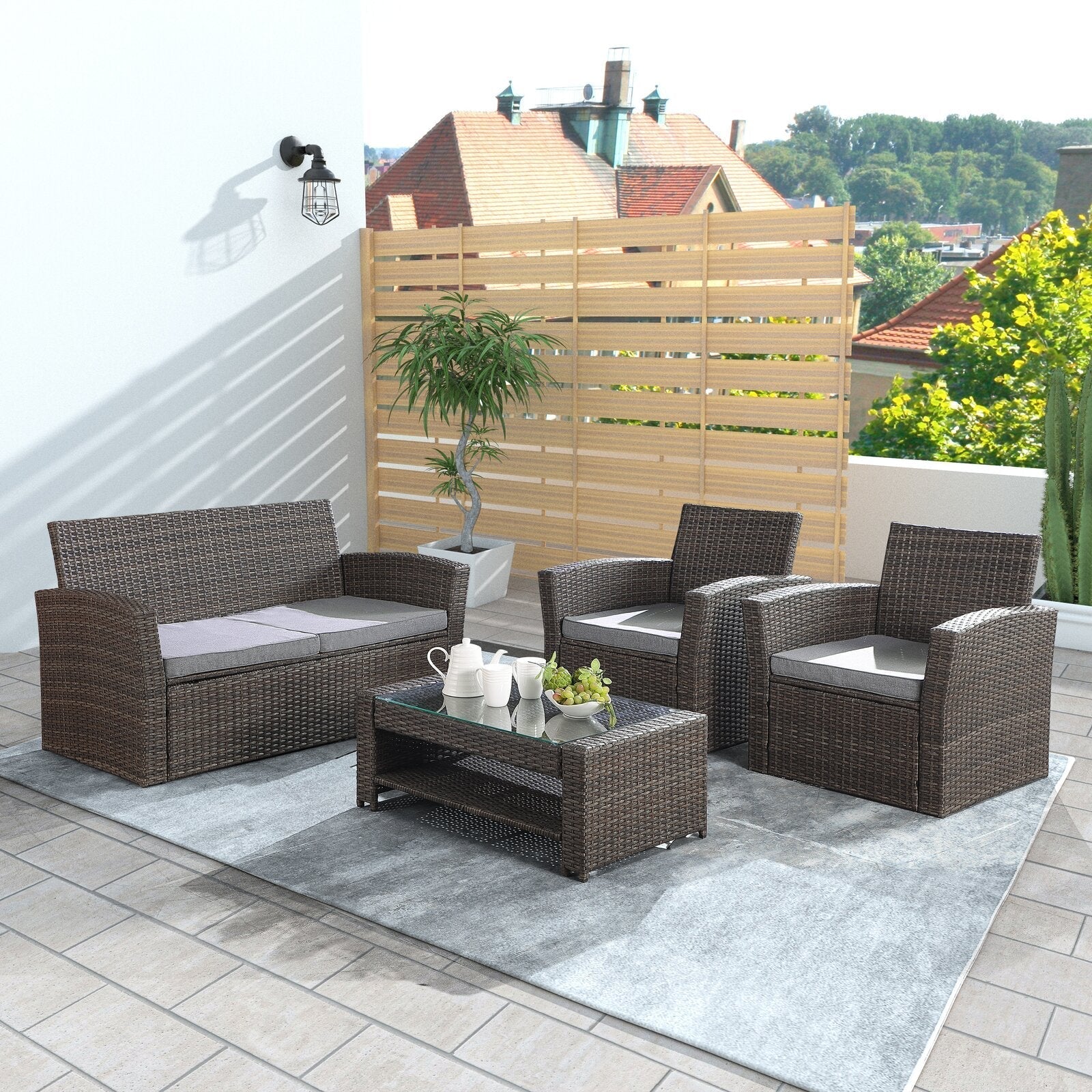 Avynlee Wicker/Rattan 4 - Person Seating Group with Cushions?(Set of 4)