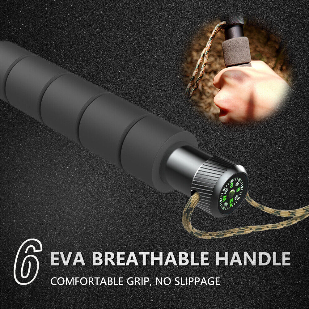 Outdoor Survival Hiking Walking Stick – Collapsible Survival Trekking Pole